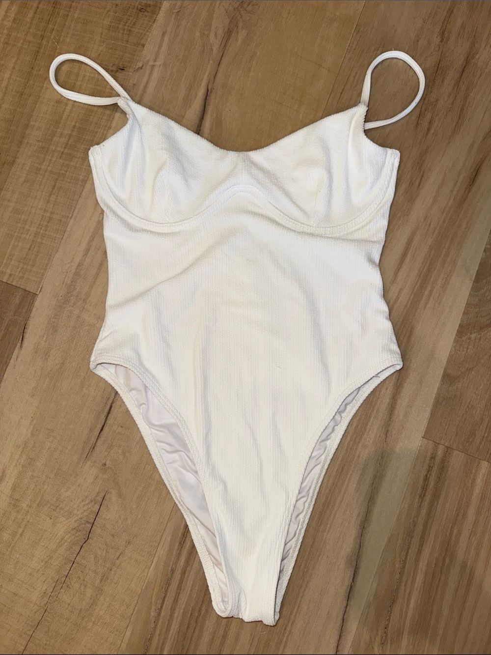 BILLABONG White Ribbed One-Piece Swimsuit